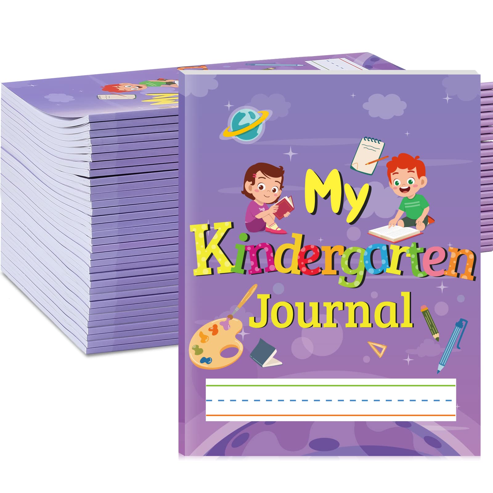 Teling Kids Primary Journal Kindergarten Primary Composition Notebook Writing Notebook for Kids Paper Notebooks for Grades K-2, 10 x 8 Inch, 64 Pages for Each Piece (24 Pcs)