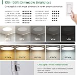 Lumière de plafond LED encastrée de 18 pouces, 5 réglages de température de couleur (3000K/3500K/4000K/5000K/6500K) 36W luminaire monté en surface ultra mince, luminosité dimmable pour salon
