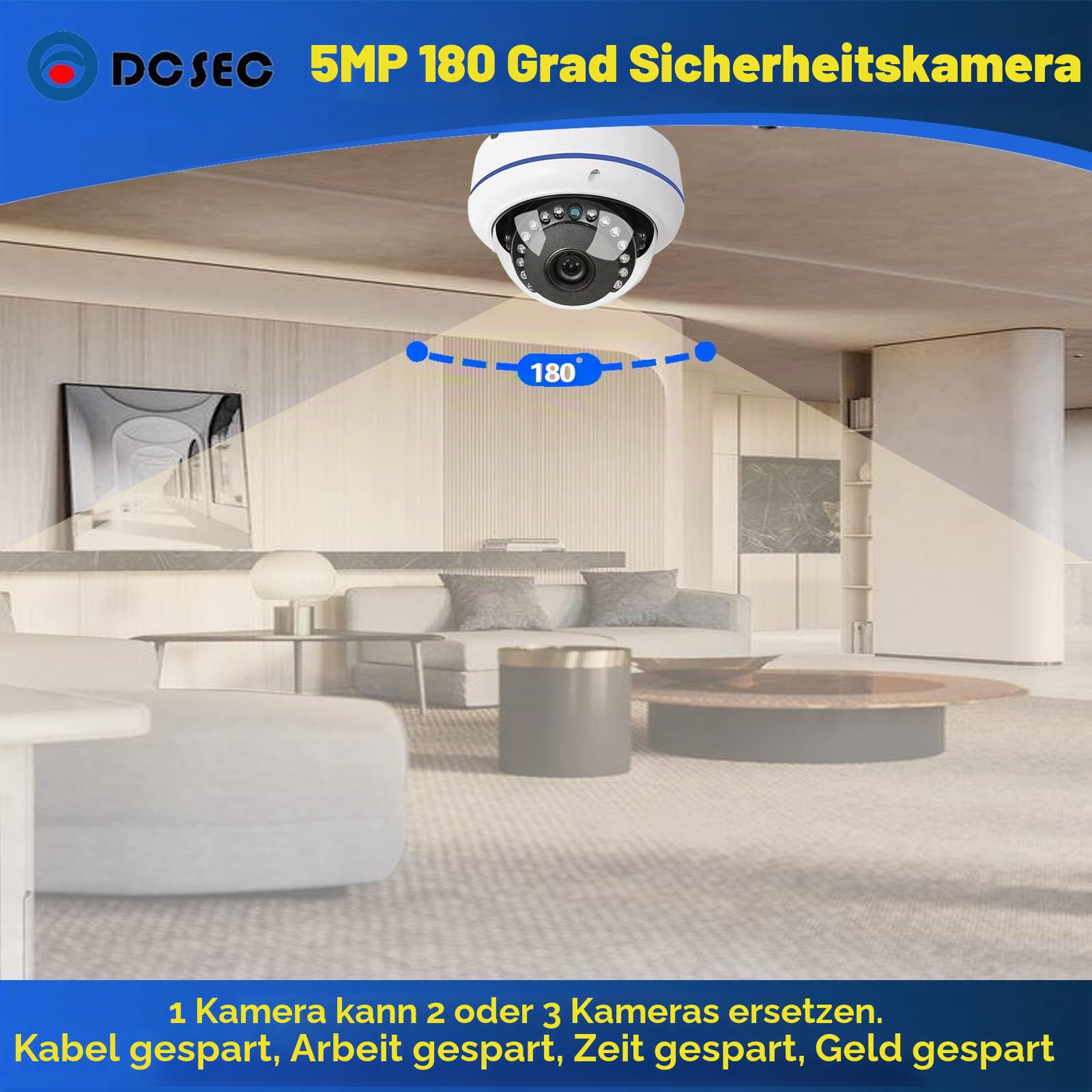 HD 5.0 MP 4MP 1920P Panorama CCTV 180° überwachungskamera CCTV Dome Analog High Definition HD-TVI/CVI/AHD/960H 4 in 1 Fischaugenobjektiv Dome Kamera mit 15 IR LEDs