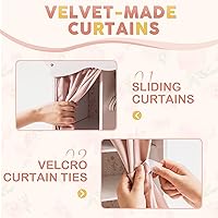 Vista 5 de ROBUD Armario de Juguetes de Madera para Muñecas, Guardarropa con 5 Percheros, Espejo, Cortinas de Terciopelo, Para Ropa de Muñecas American Girl