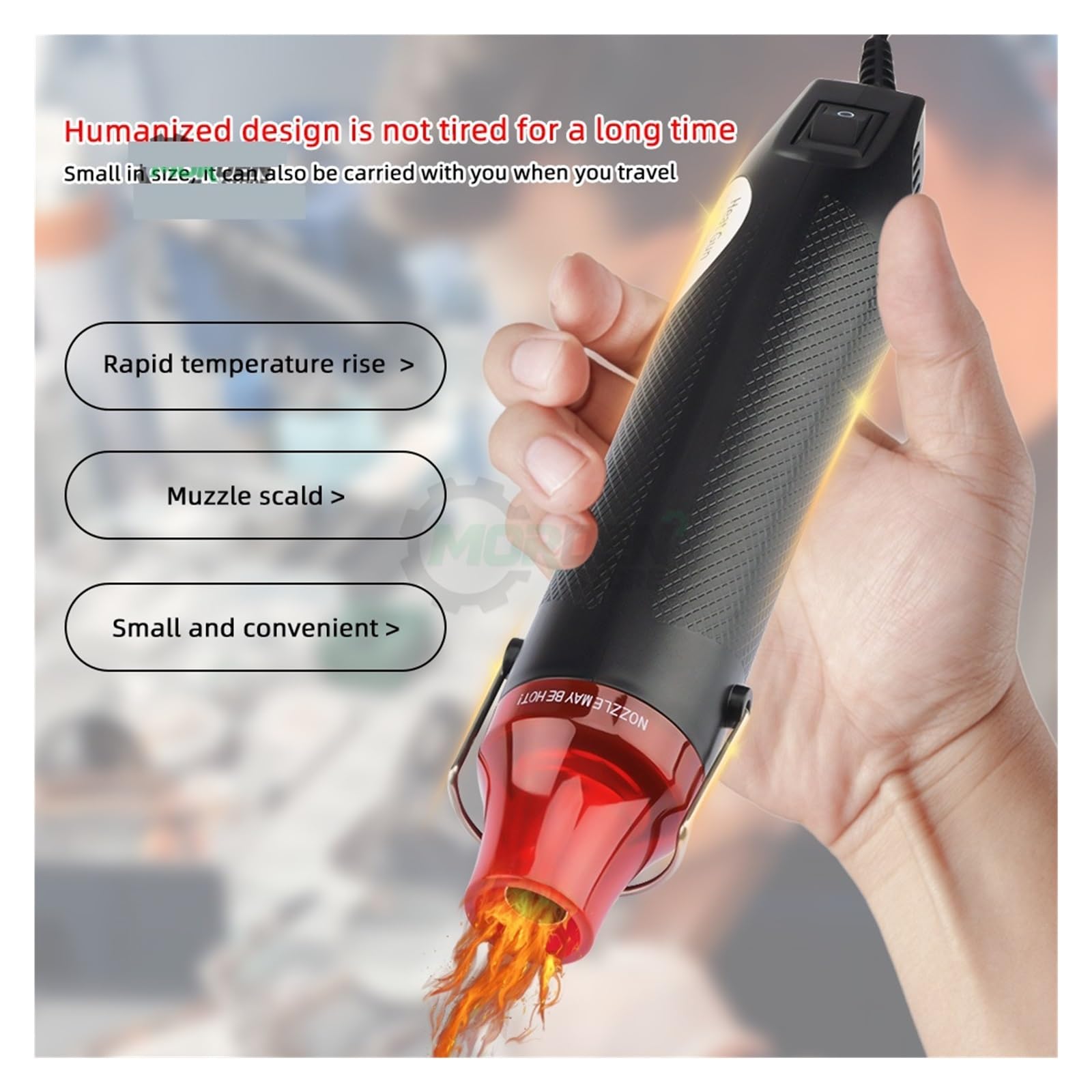 Pistola ad aria calda fai da te, telefono, asciugacapelli, supporto per saldatura, plastica termoretraibile, strumento di riparazione, riscaldamento rapido (bianco)