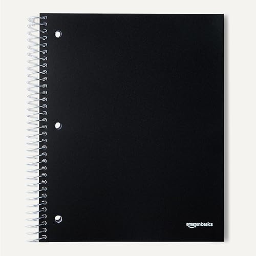 Miniatura 5 de Tienda Basics Cuaderno de 3 materias con rayas anchas, cubierta de polietileno, 150 hojas, 8.5 x 10.5 pulgadas, negro, paquete de 2