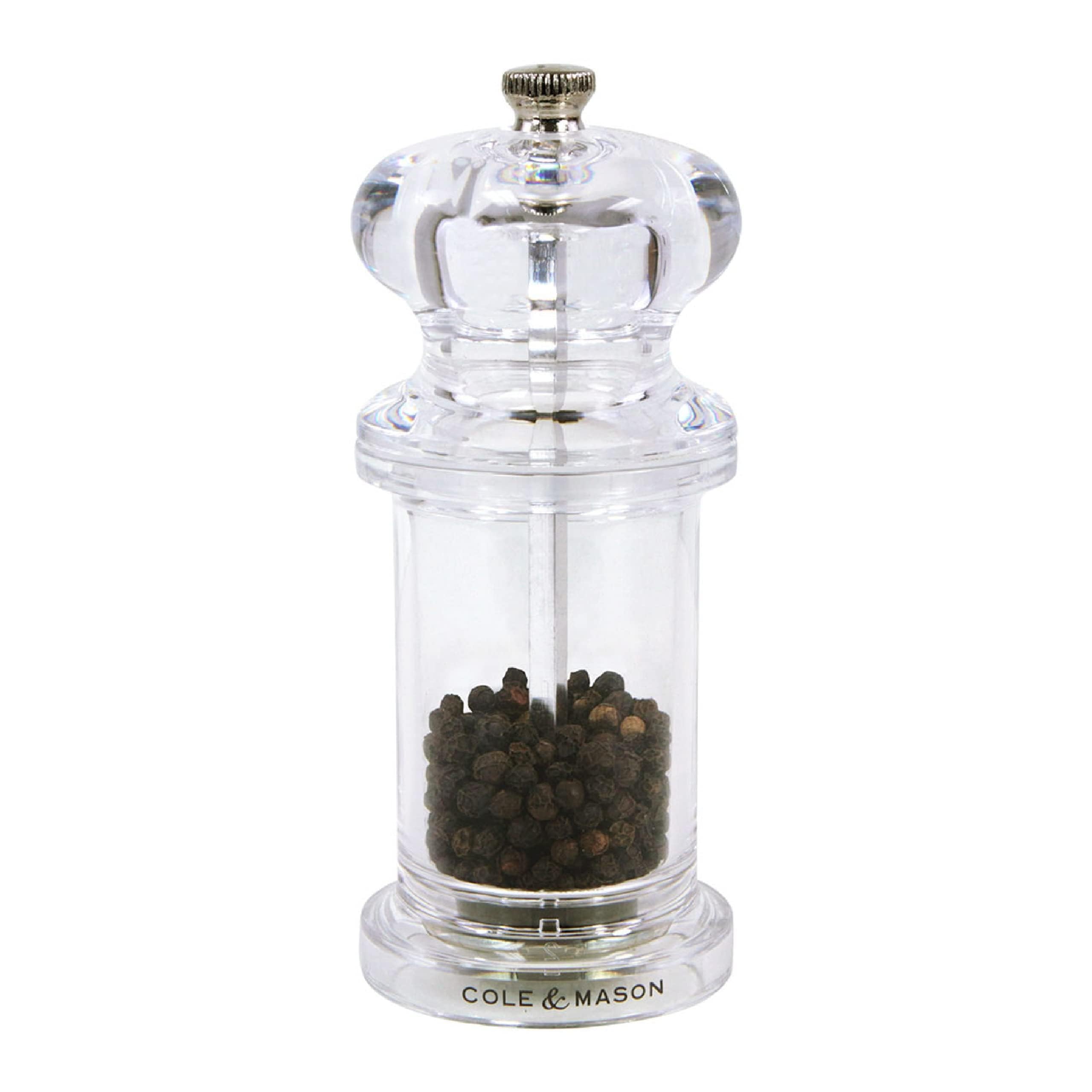 COLE & MASON 505 Pepper Grinder- Acrylic Mill Includes Precision Mechanism and Premium Peppercorns