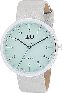 ساعة بسوار من الجلد كيو اند لون رمادي موديل QC24J315Y تناظري