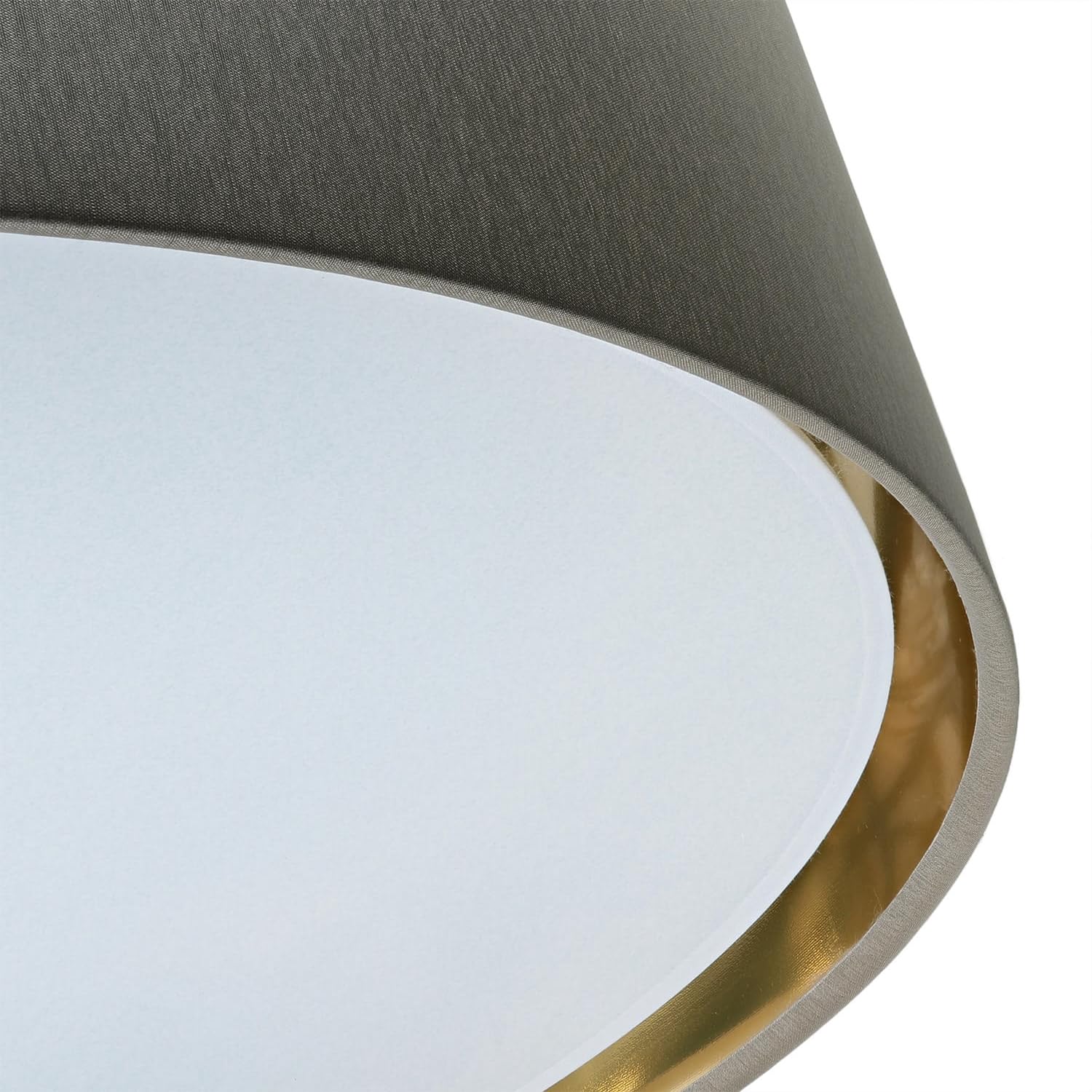 Licht-Erlebnisse Deckenlampe flach Ø 60 cm blendarm in Beige Gold Stoffschirm für 4x E27 Deckenleuchte Schlafzimmer Wohnzimmer