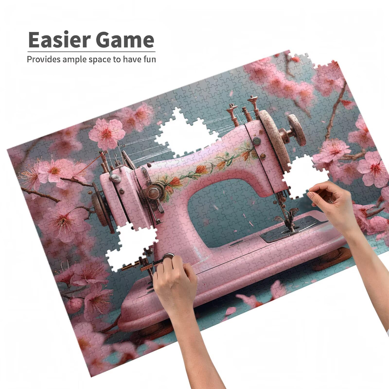 5000 sztuk puzzli dla dorosłych, kreatywne niemożliwe puzzle dla dorosłych początkujących, duża drewniana układanka z plakatem i pudełkiem do przechowywania, wystrój domu, motyw: maszyna do szycia i