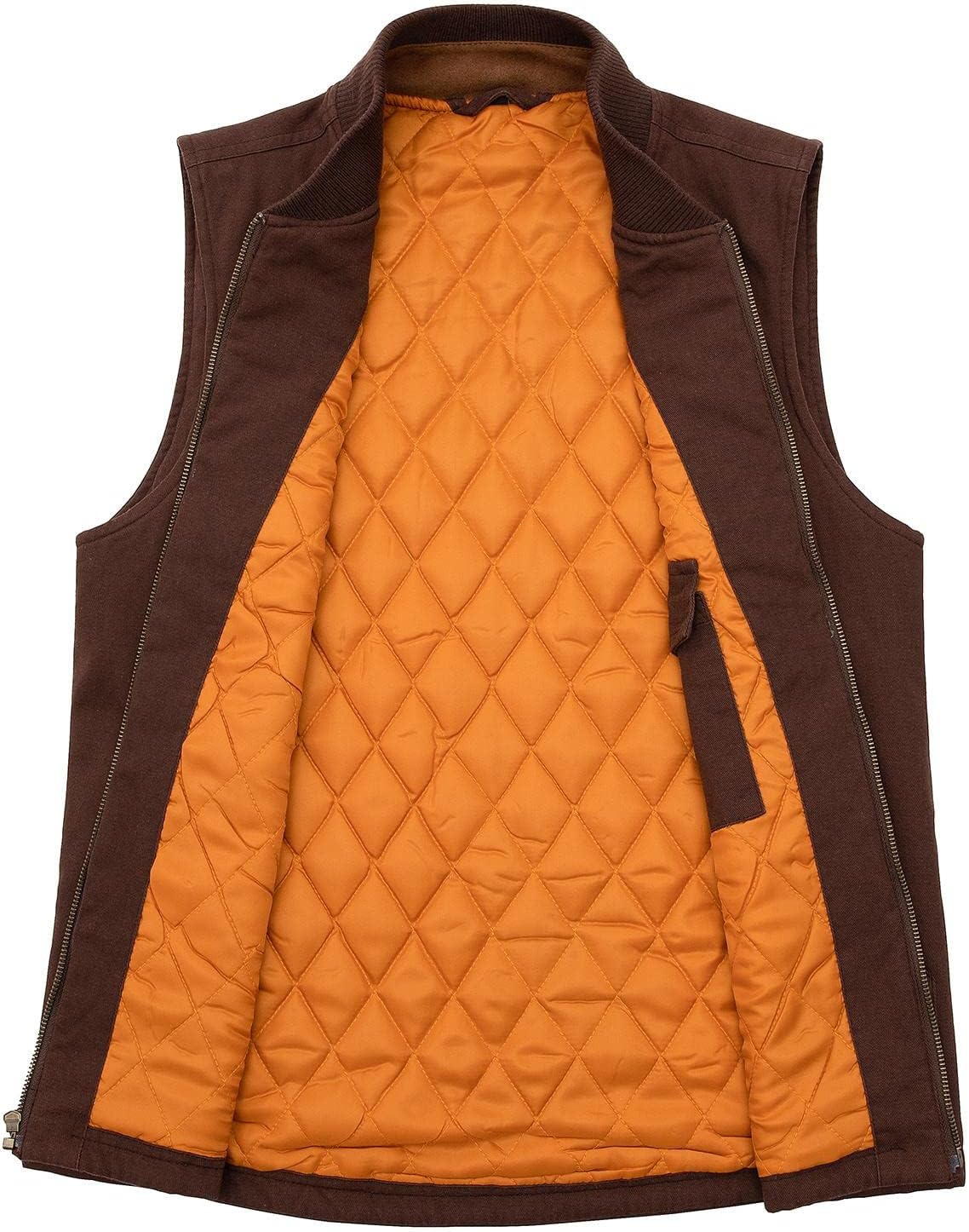 Lisskolo Men's Quilted Lined Vest Washed Canvas Winter Warm Outdoor Hunting Work Utility Travel Vest Jacket - Image 5