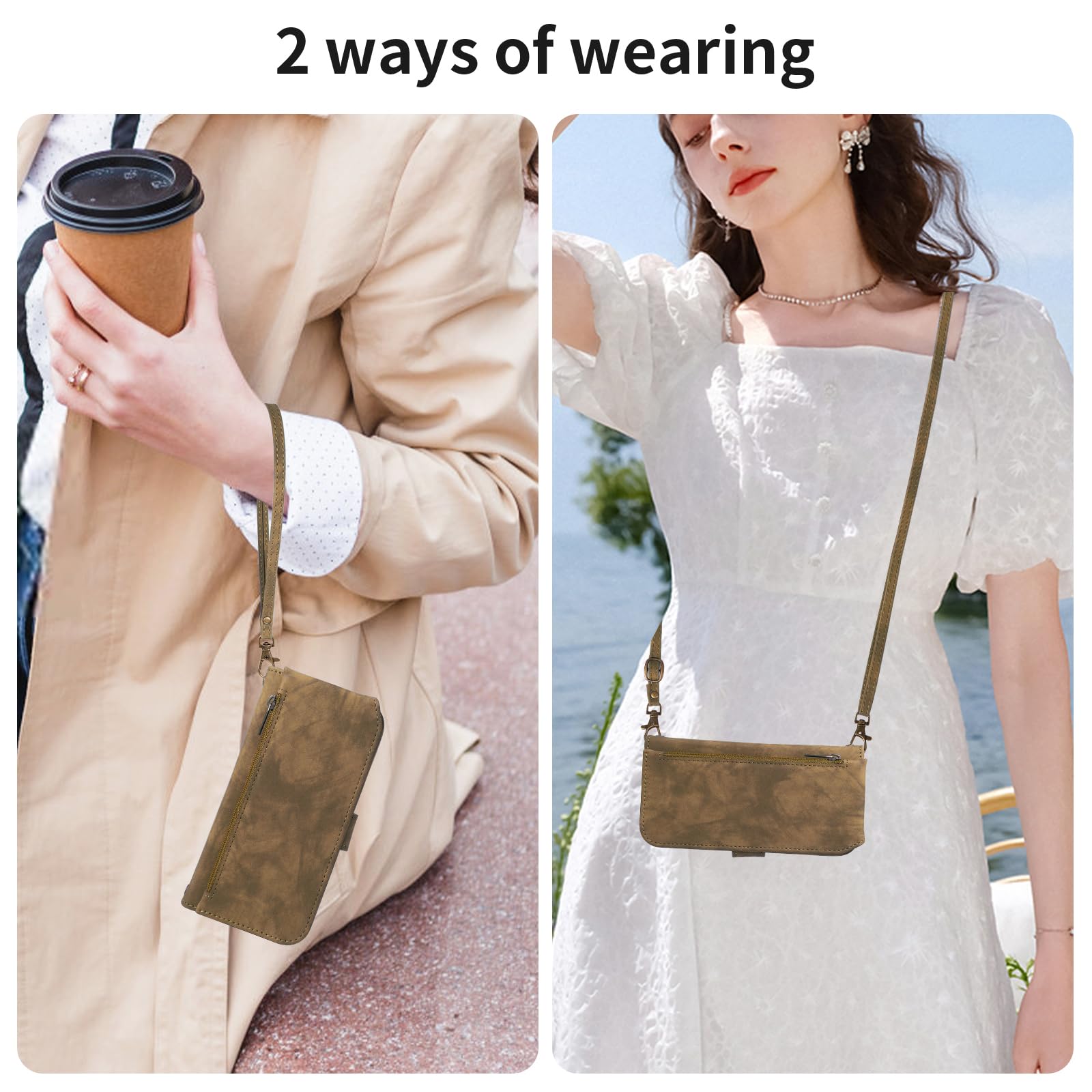 Asuwish Phone Case For IPhone 15 6.1 Inch Zipper Wallet - View #3