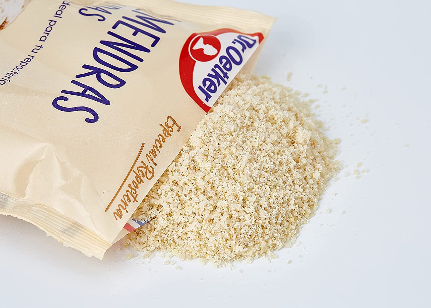 DR. OETKER Almendras Molidas, Almendras Peladas y Molidas, Ingrediente para Todo Tipo de Recetas Dulces y Saladas - Envase, Bolsa Doypack con Zip, 125g