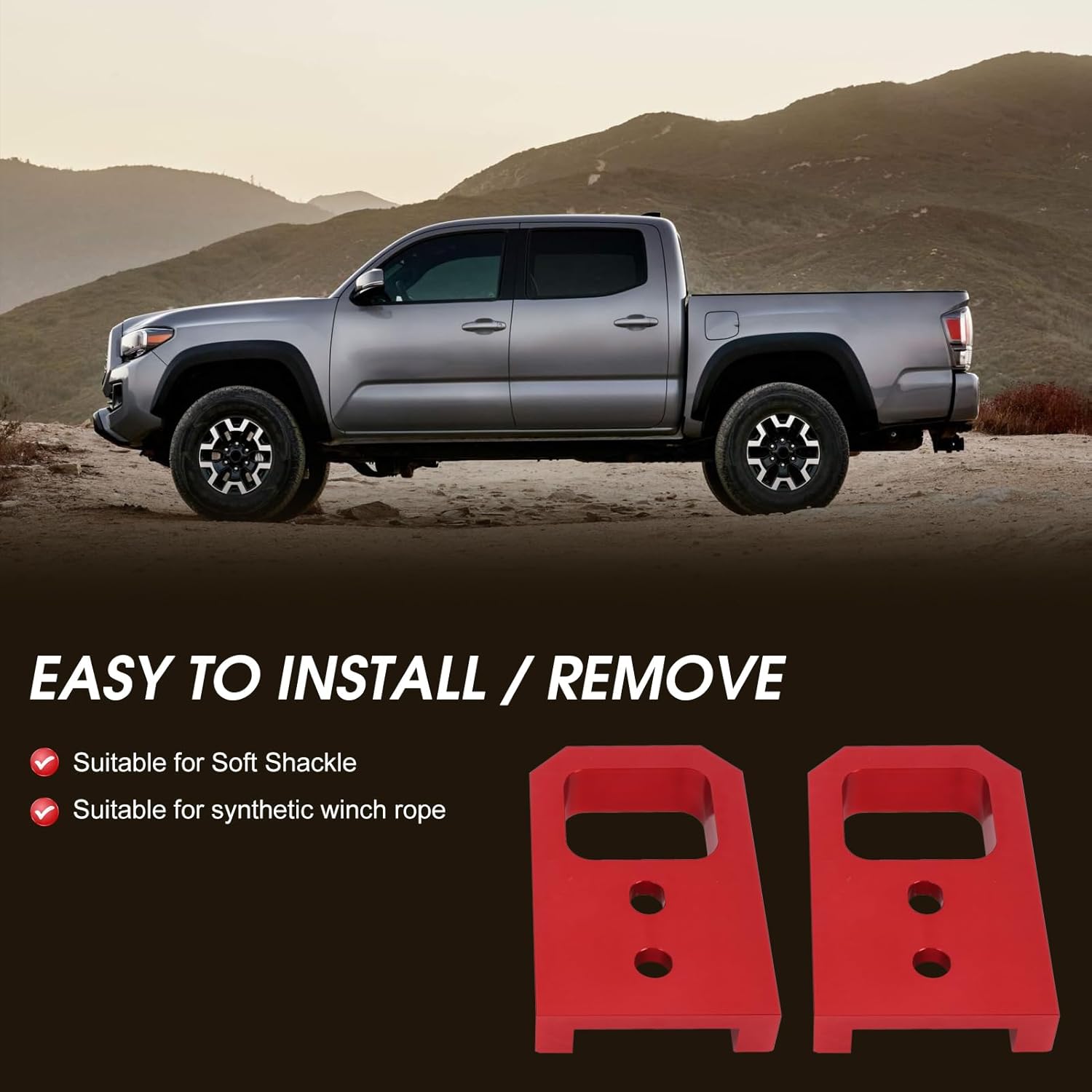 Shkalacar 2 PCS Car Tow Hooks, Aluminum Towing Hooks Replacement for 2024 2026, with Bright Red Finish for Secure Recovery and Custom Look Heavy Duty Tow Hook Off Road