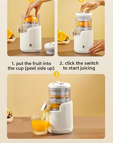 Miniatura 5 de Exprimidor de cítricos recargable por USB, portátil y manos libres para jugo de limón naranja fresco, mini exprimidor eléctrico fácil de limpiar