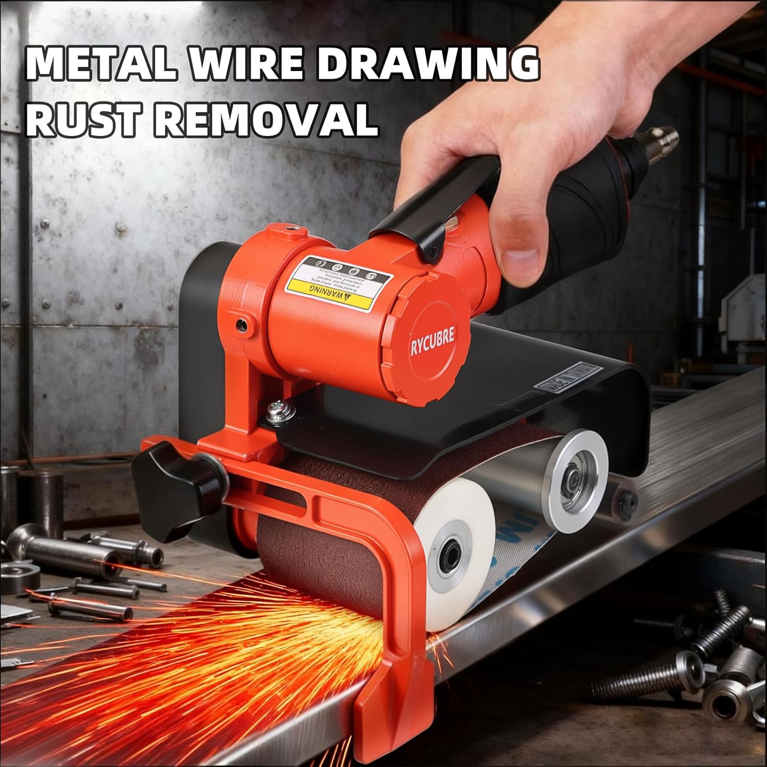 2.4×10 Inch Pneumatic Belt Sander- Air Belt Grinder for Woodworking & Metal Working,Handheld/Benchtop Dual-Use Air Sander,Includes 60mmx260mm Sanding Belts (5pcs Each of 60#/120#/240#/320#)