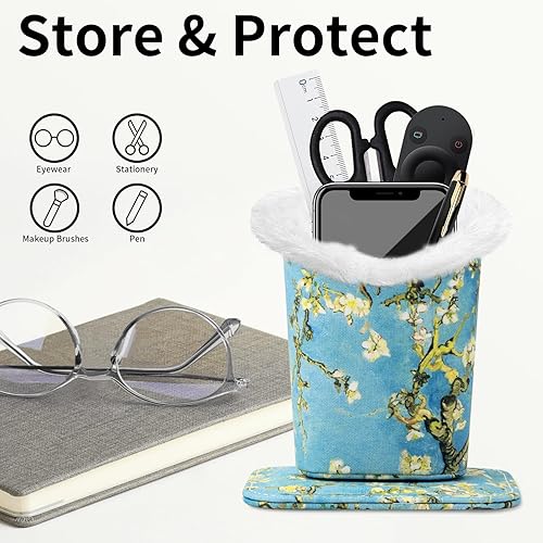 Miniatura 4 de Face Shadow Plush Lined Eyeglass Holder Stand with Magnetic Base Anti-scratch Protective Glasses Holder Case for Nightstand
