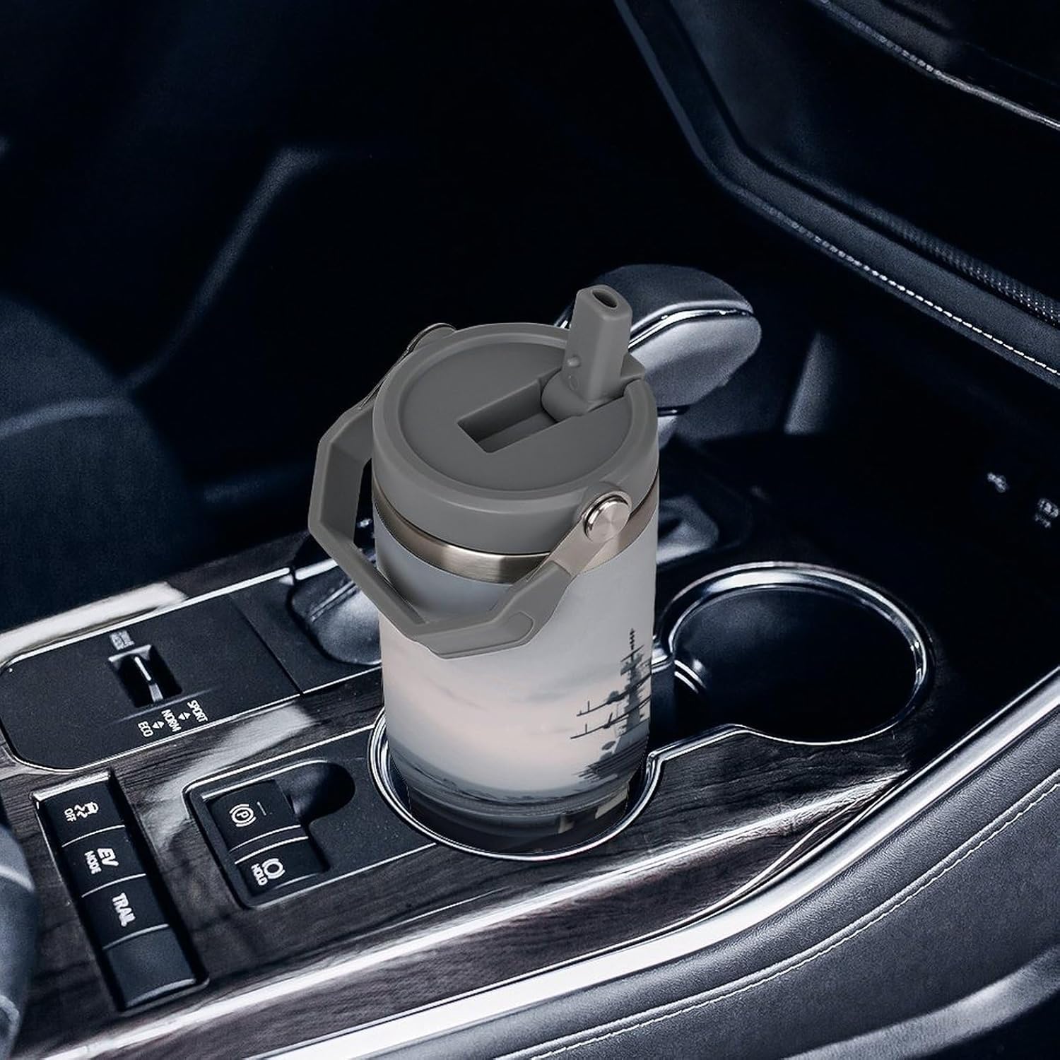 Aircraft Carrier Water Bottle 30 Oz Fits Car Cup Holder,Insulated Coffee Mug Large Capacity Car Cups,Stainless Steel Double Wall Sport Bottle for Travel Sports Gym