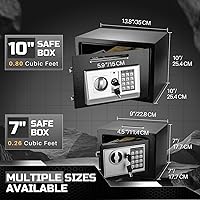 Vista 6 de Flexzion Caja de seguridad pequeña con ranura para caída, caja de seguridad electrónica para dinero con combinación digital de teclado, caja fuerte