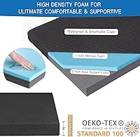 Vista 3 de Almohadilla de colchón de espuma viscoelástica de 3 pulgadas de grosor, almohadilla de dormir portátil con funda impermeable, almohadilla de colchón
