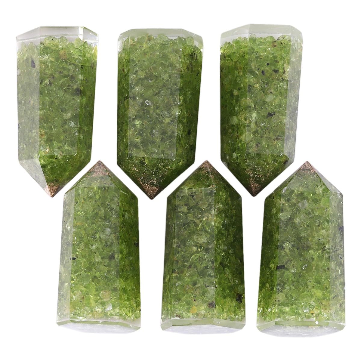 mookaitedecor Set of 2 Natural Peridot Healing Crystal Point Wands 2 Inch - Image 3