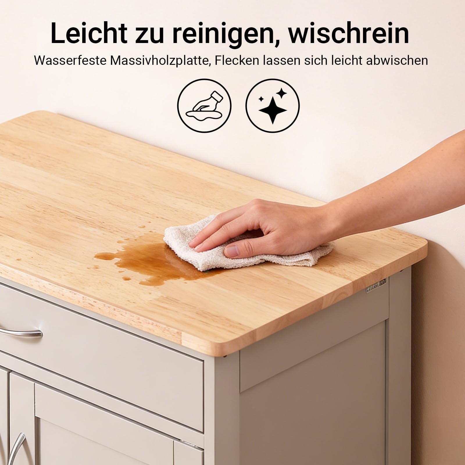 SoBuy Servierwagen mit Rollen und Weinregal 67 × 86 × 38 cm kleine Küchen | Küchenwagen mit Arbeitsplatte aus Kautschukholz und Schublade – ideal als Kaffeewagen oder Beistellwagen MDF FKW45-KA