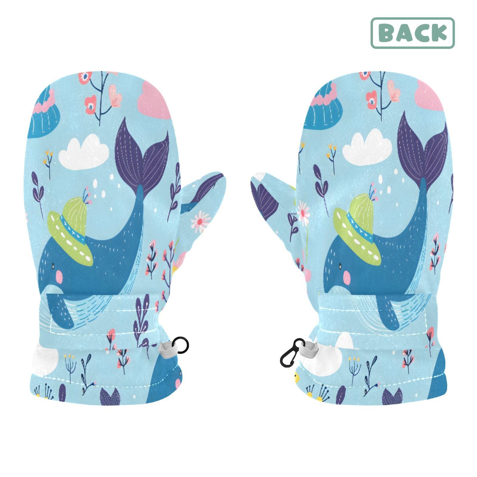 Kid's Winter Gloves Children Warm Gloves Whale Wearing Hat for Boys Girl Age 2-4 Years