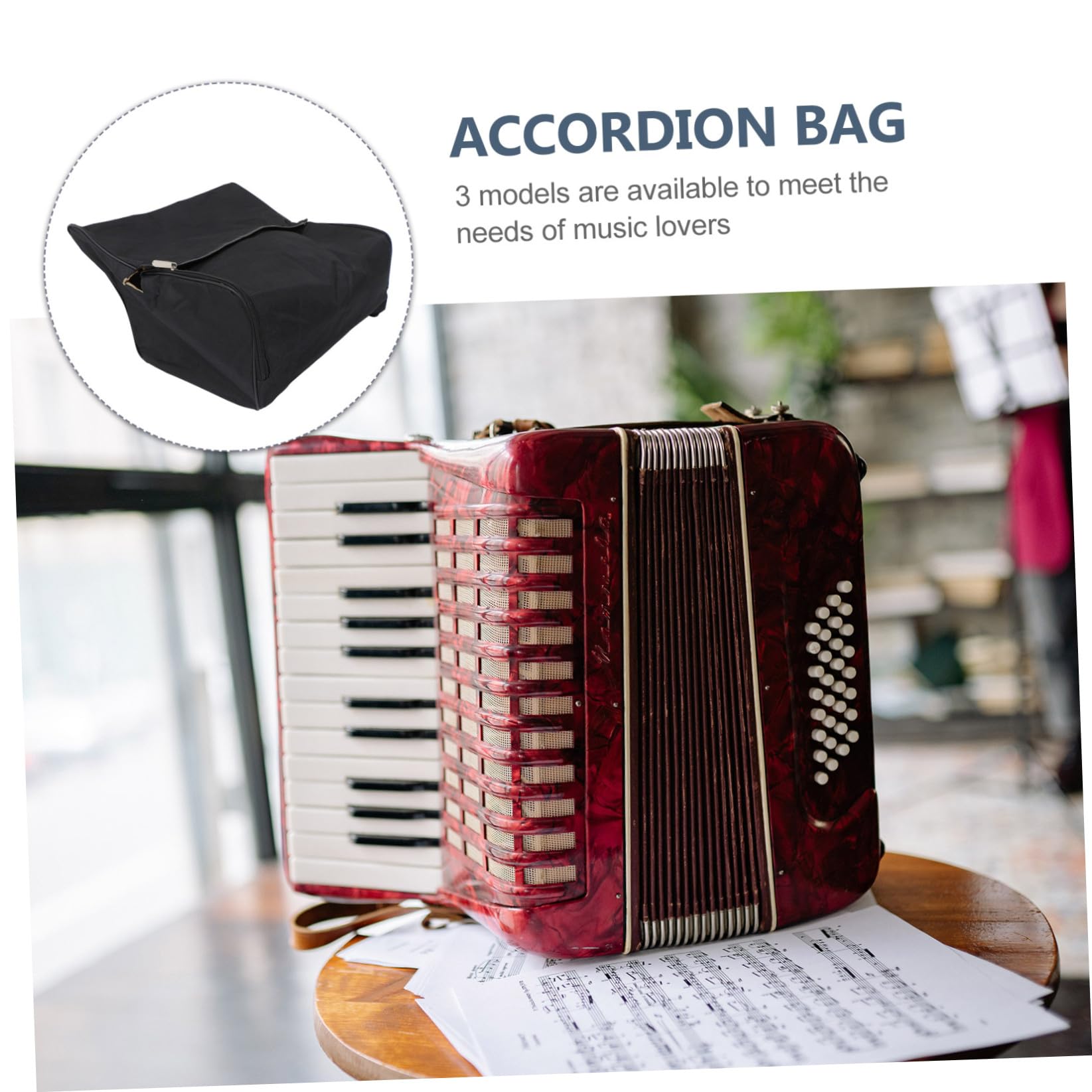 VICASKY Accordéon Protection Anti-poussière Noir et Bandoulière Réglable Paquet Pratique en Tissu Oxford pour Transport à Domicile École
