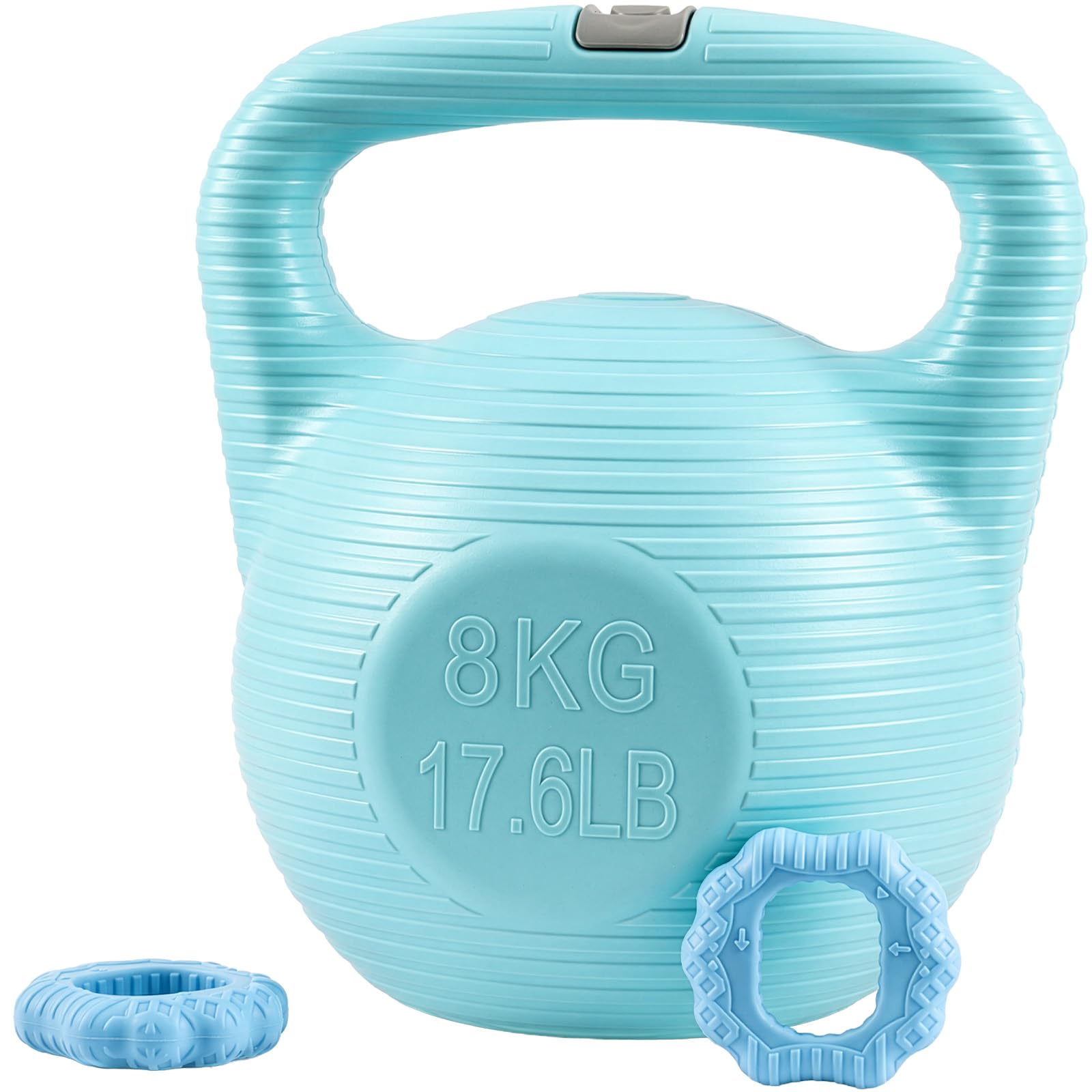 Home Fitness Set, Kettlebell and 2 Silicone Grip Trainers (Blue, 8kg)