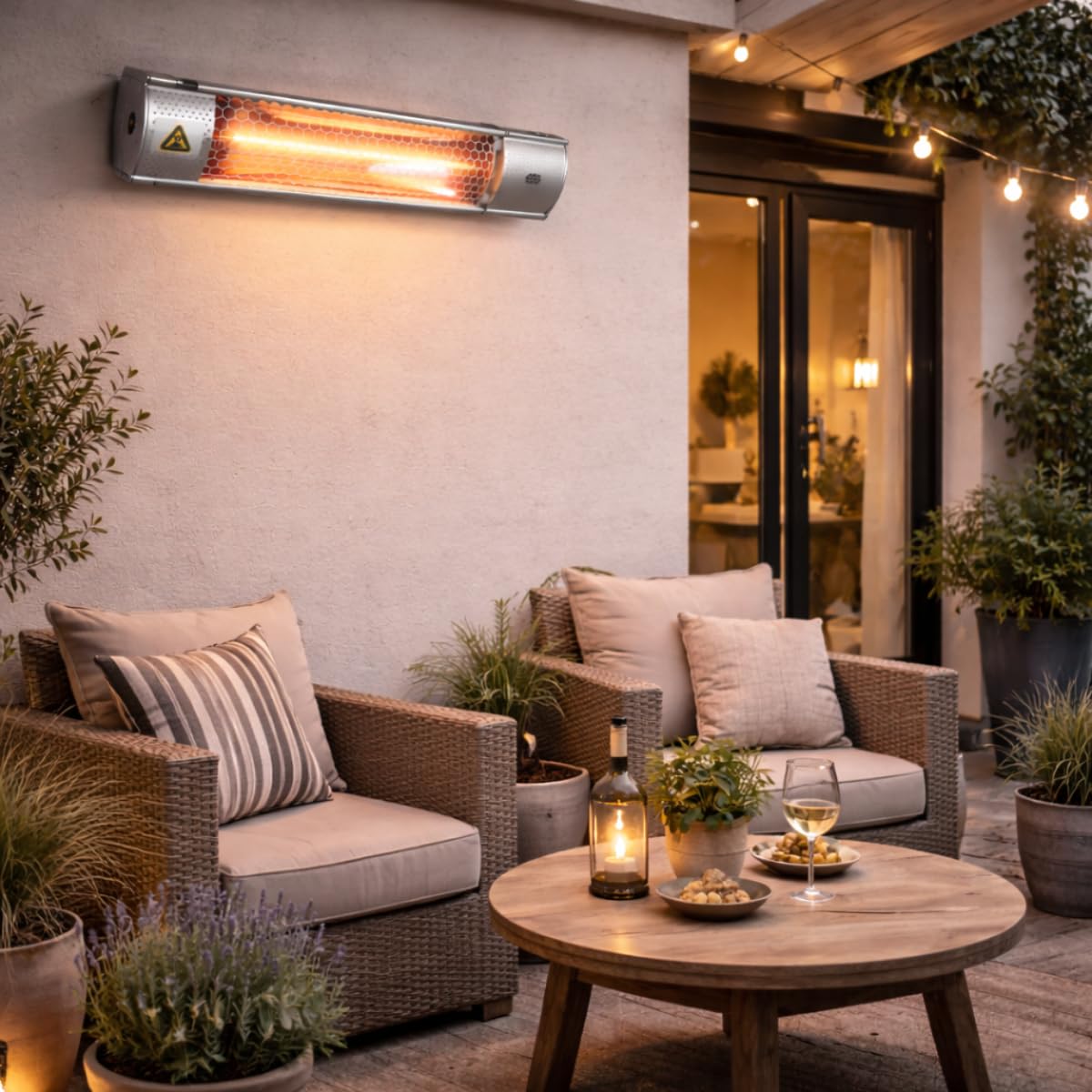 Alpina Radiateur Électrique Infrarouge 2000W IP55 Montage Plafond Mural 67,5 x 10,5 x 7 cm