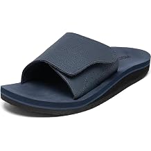 Mens Wide Slide Ergonomic Sandals Fully Adjustable Strap & Comfort Fit Orthotic Arch Support Athletic Sandals with Soft Cushion Footbed Navy 15