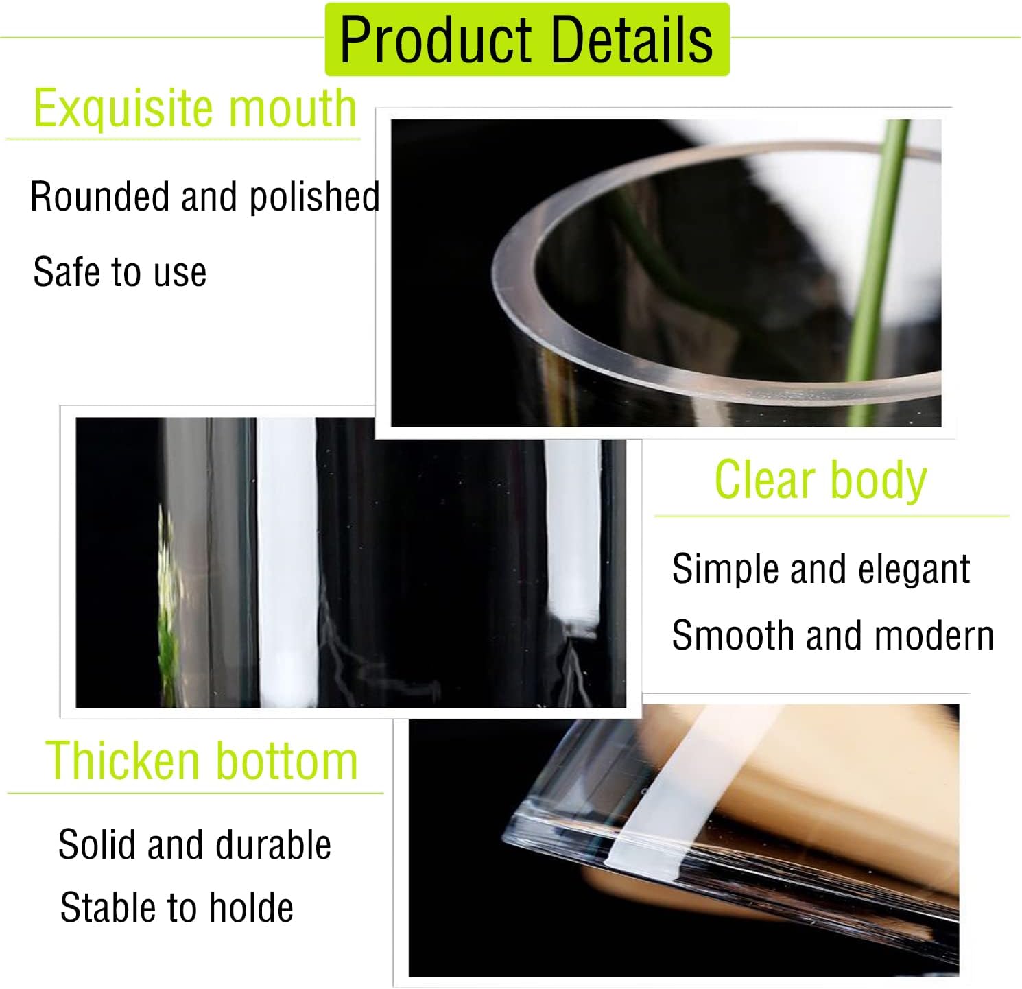 TSKDKIT Large Glass Vase for Flowers 30cm Glass Cylinder Vase Clear Vases for Living Room Modern Large Vases 30 x 10cm - Image 3