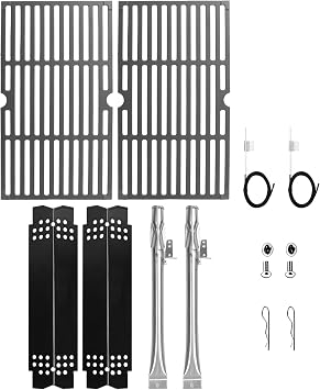LSBABQ Grill Replacement Parts Kit for Nexgrill Deluxe 2-Burner 720-0864R 720-0864BL 720-0864BA, Cast Iron Cooking Grates Heat Plates Burner Tube for Expert 2-Burner Grills 720-0864T