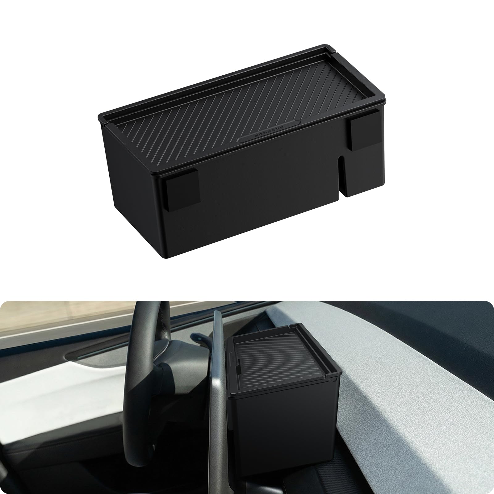 Photo 1 of BASENOR Behind Screen Storage for Tesla Model Y Juniper 2025-2026 Model 3 Highland 2024-2026, Hidden Sunglasses Holder Tray with Privacy Protection, Dashboard Center Console Organizer Accessories