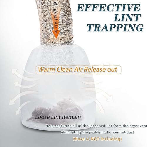 Miniatura 4 de Juego de 4 bolsas para atrapar pelusas para secadora y bolsa de filtro para atrapar pelusa y polvo, kit de limpieza de ventilación para secadora sin