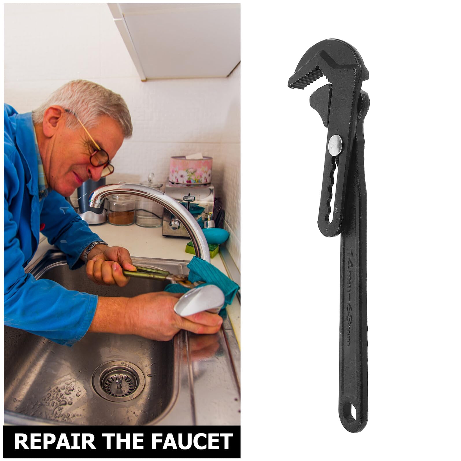 Llave Ajustable Multiusos para Fontanería Llave Pequeña de Resistente Herramienta Profesional para Lavabo y Tuberías Diseño Ligero y Uso Versátil Baños y Cocinas
