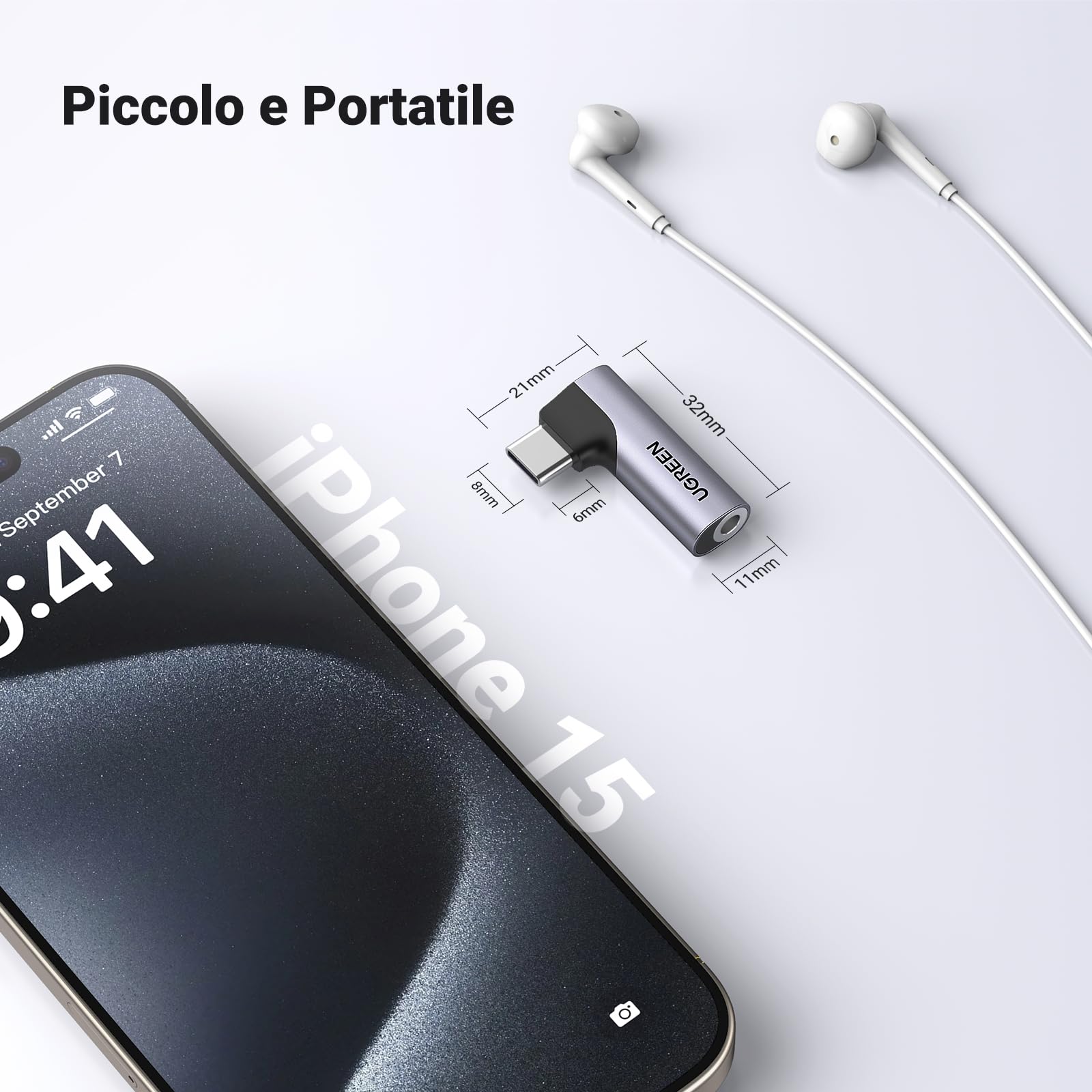 Adattatore Audio USB-C A 3,5 Mm Con Ricarica Simultanea Per Honor 90 Lite – Bianco, Lunghezza 12,5 Cm