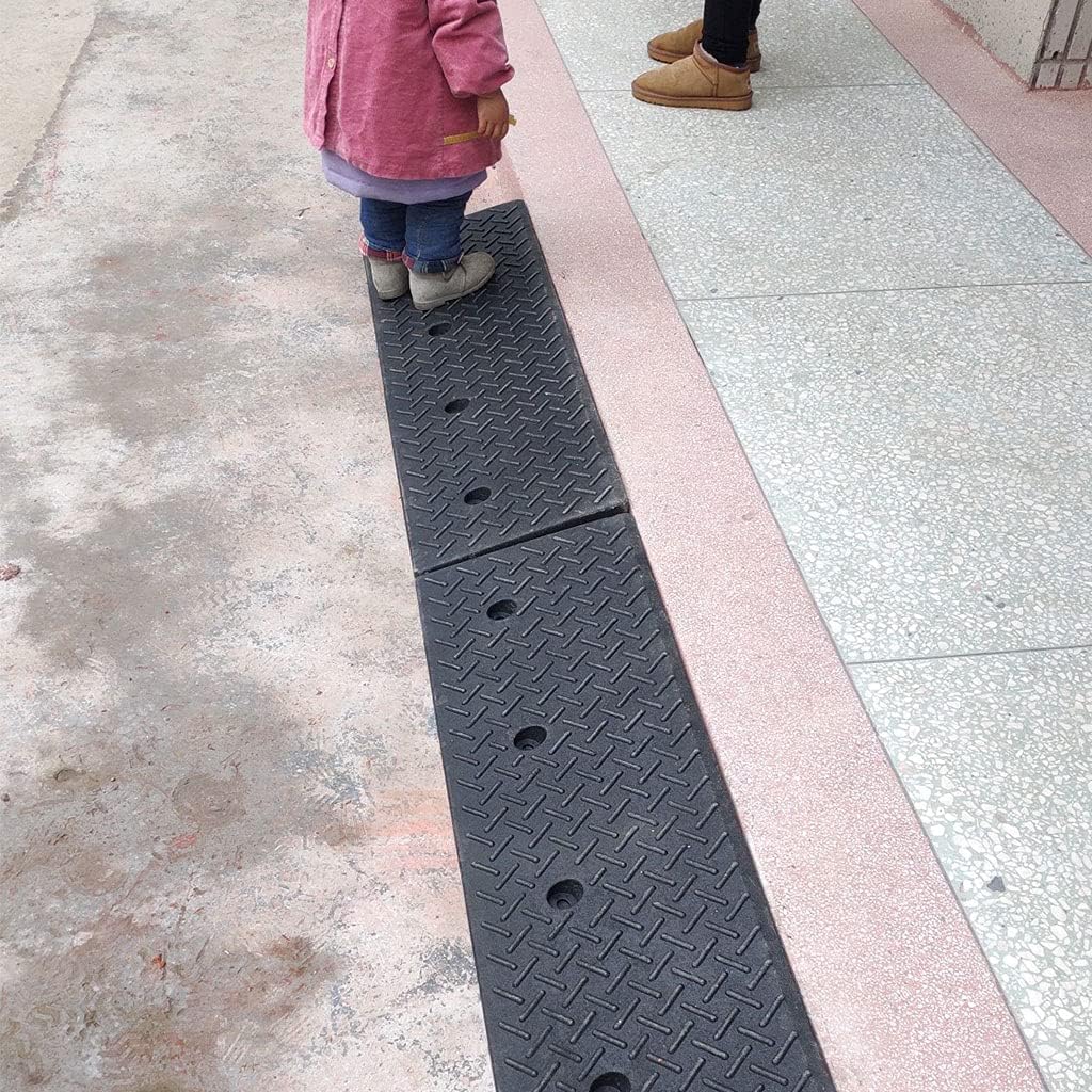 Black Rubber Plastic Ramp Portable Threshold Ramps Wheelchair Vehicle Motorcycle Scooter Truck Wheelchair Bicycle Car (100x25x4-9cm)
