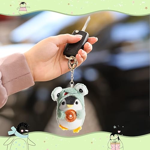Miniatura 7 de Kigeli 3 llaveros de pingüino de peluche, diseño de animales de peluche, diseño de rana, conejo, perro, bonito colgante de animal para regalo