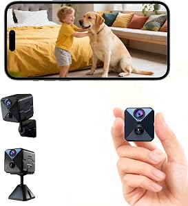 Erste 4K Mini Kamera Komplett neu Aufgewertet Überwachungskamera Innen Akku 2,4 GHz WiFi Kamera überwachung innen mit 2800mAh Akku für lange Laufzeit,Bewegungsmelder,Nachtsicht SD/Cloud-Speicher