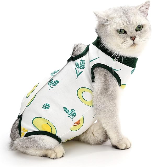 PAIDEFUL Cat after Surgery Dog Recovery Body Suit for Abdominal Wounds or Skin Diseases Cotton Breathable Surgical Recovery Suit for Cats E-Collar Alternative Anti Licking Wounds