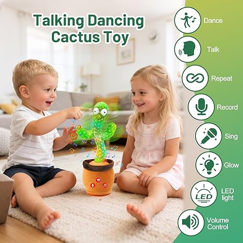 Miniatura 3 de Juguetes para bebés, juguete de cactus que habla bailando, regalos interactivos para niños y niñas, imitando el canto y el cactus repetitivo,