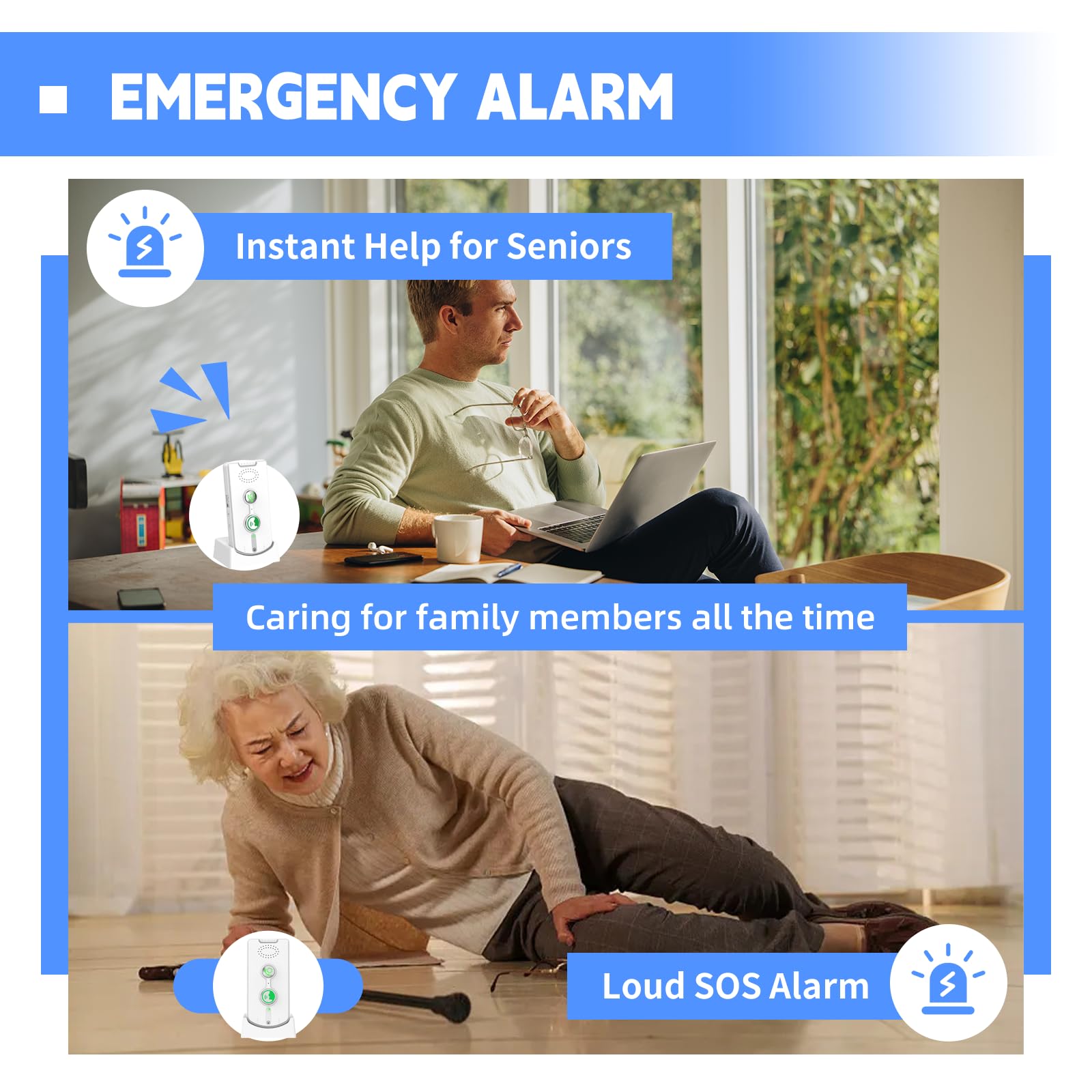 Intercomunicadores inalámbricos de 2 vías para oficina en casa, sistema de intercomunicación portátil de largo alcance de habitación a habitación con base de carga, largo tiempo de espera de ajuste de