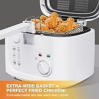 Vista 6 de Freidora eléctrica de 1500 W con control de temperatura ajustable, cesta antiadherente de 2.5 L y ventana de visión, mango plegable y cubierta