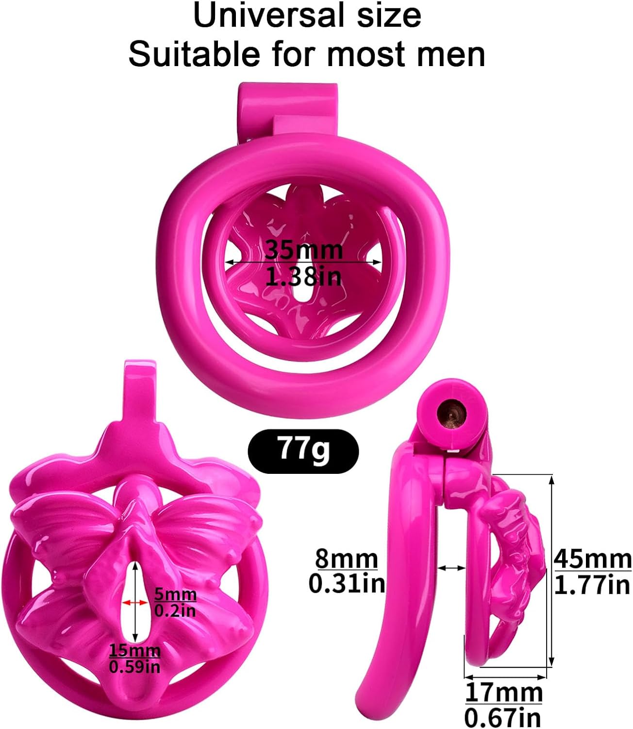 MFMYEE BDSM Chastity Cage, Resin Penis Cage with 4 Cock Rings Male Chastity Devices Restrict Set, Penis Ring Cock Cage Chastity Belt Bondage Gay Sex Toy for Men (Pink)