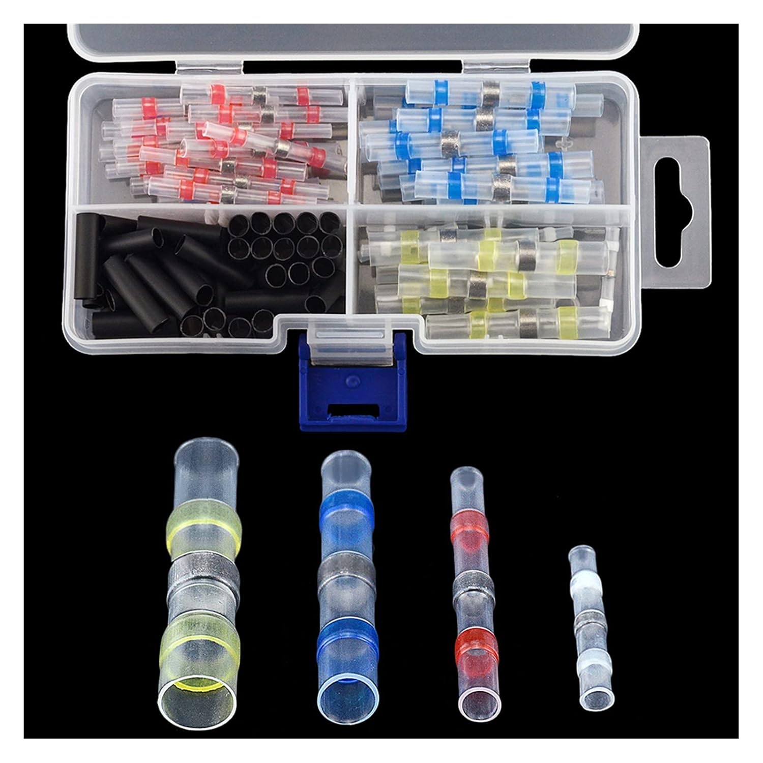VAIGAI 100pcs HOT Box Heat Shrink Solder Sleeves wat/erp/;ro/ofW Wire Crimp Butt Terminals Connectors Terminator Electrical Conector