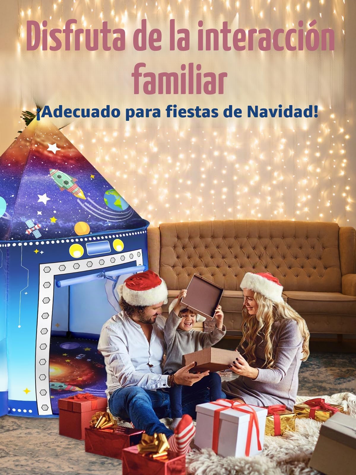 Tienda campaña Cohetes Sala Juegos bebés niños Interior Exterior Nave Espacial Tienda con temática Astronauta Emergente Juguete Espacial portátil Tienda Fiesta Disfraces en Casa Regalo de cumpleaños