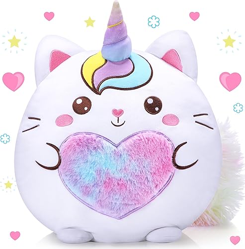 Miniatura 1 de Almohada de felpa de caticornio de 14 pulgadas, lindo unicornio y gato, almohada de peluche suave para cumpleaños, día de San Valentín, fiesta,