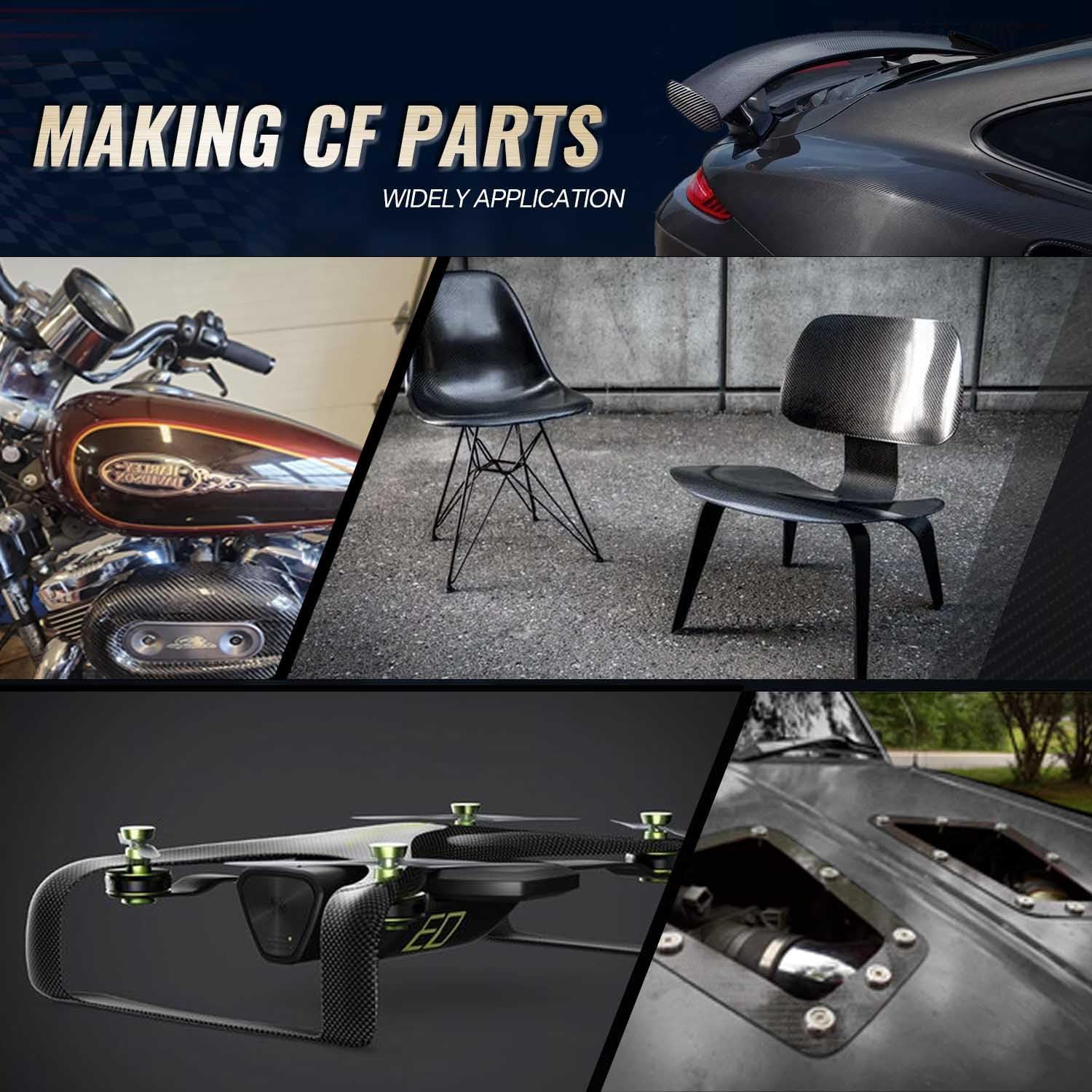 Carbon Komplett-Set 200CM x 30 CM 3K Kohlefasergeweberolle, DIY Kohlefaserplatte, 235ml Epoxidharz 118ml Härter, DIY Kohlefaserplatte, Kohlefaser Gewebe zur Reparatur von Automobilen, Motorrädern