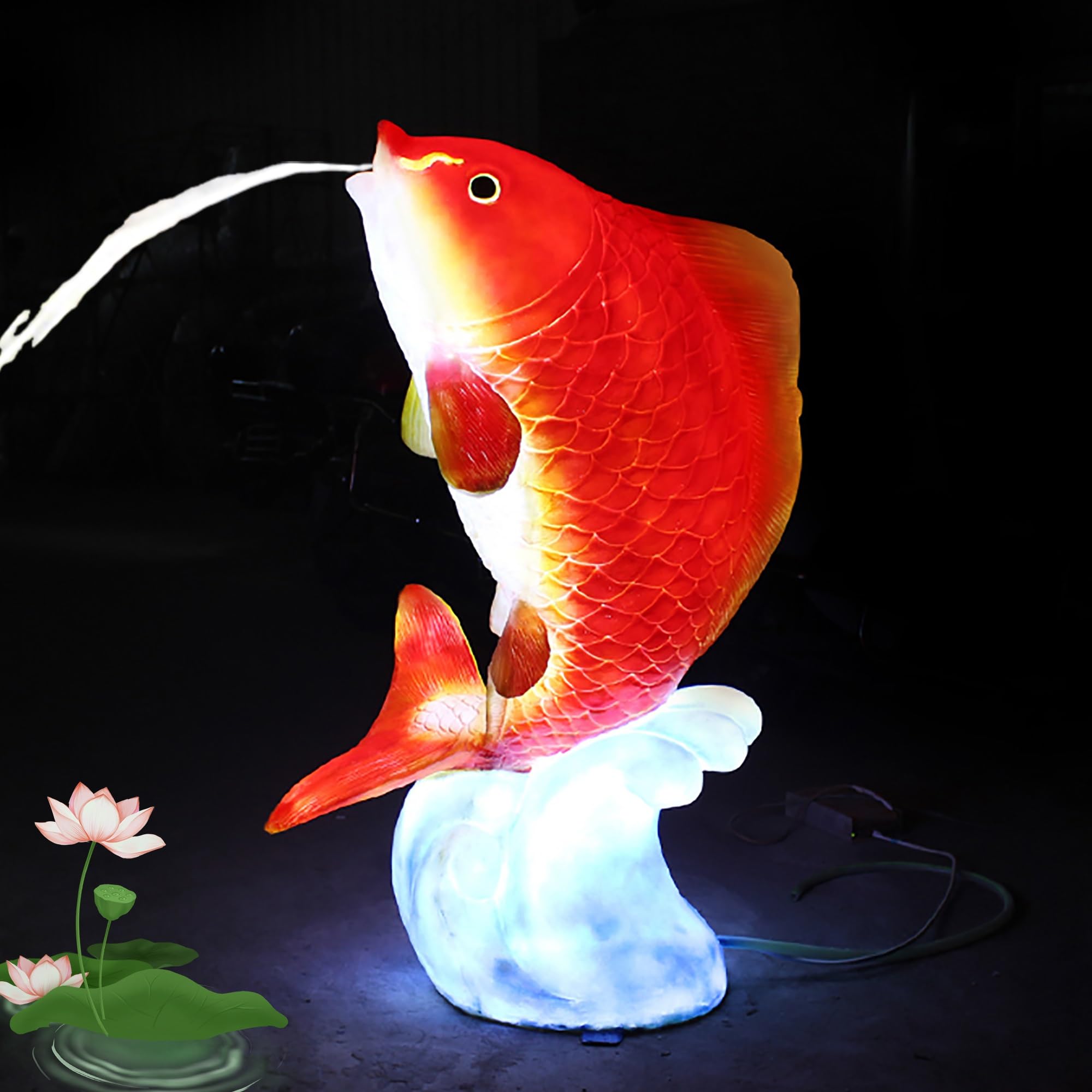 Alasum Statua di Pesce Koi in Ceramica Resistente per Giardino Esterno Fontana Spruzzo Decorativa Ornata con Colori Sfumati Piccola e per Decorazione Patio e Paesaggio