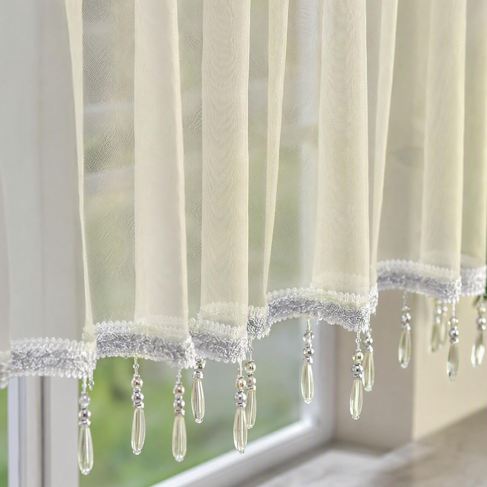 Molaxhome Lace Valances for Windows Swag Sheer Curtain Valance for Kitchen
