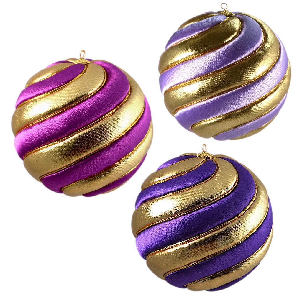 Set of 3 Handmade Christmas Ornaments, 16 Colors to Mix and Match, Satin and Gold