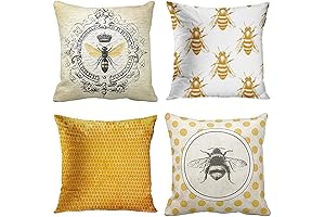 Emvency Set of 4 Bee Pillow Covers