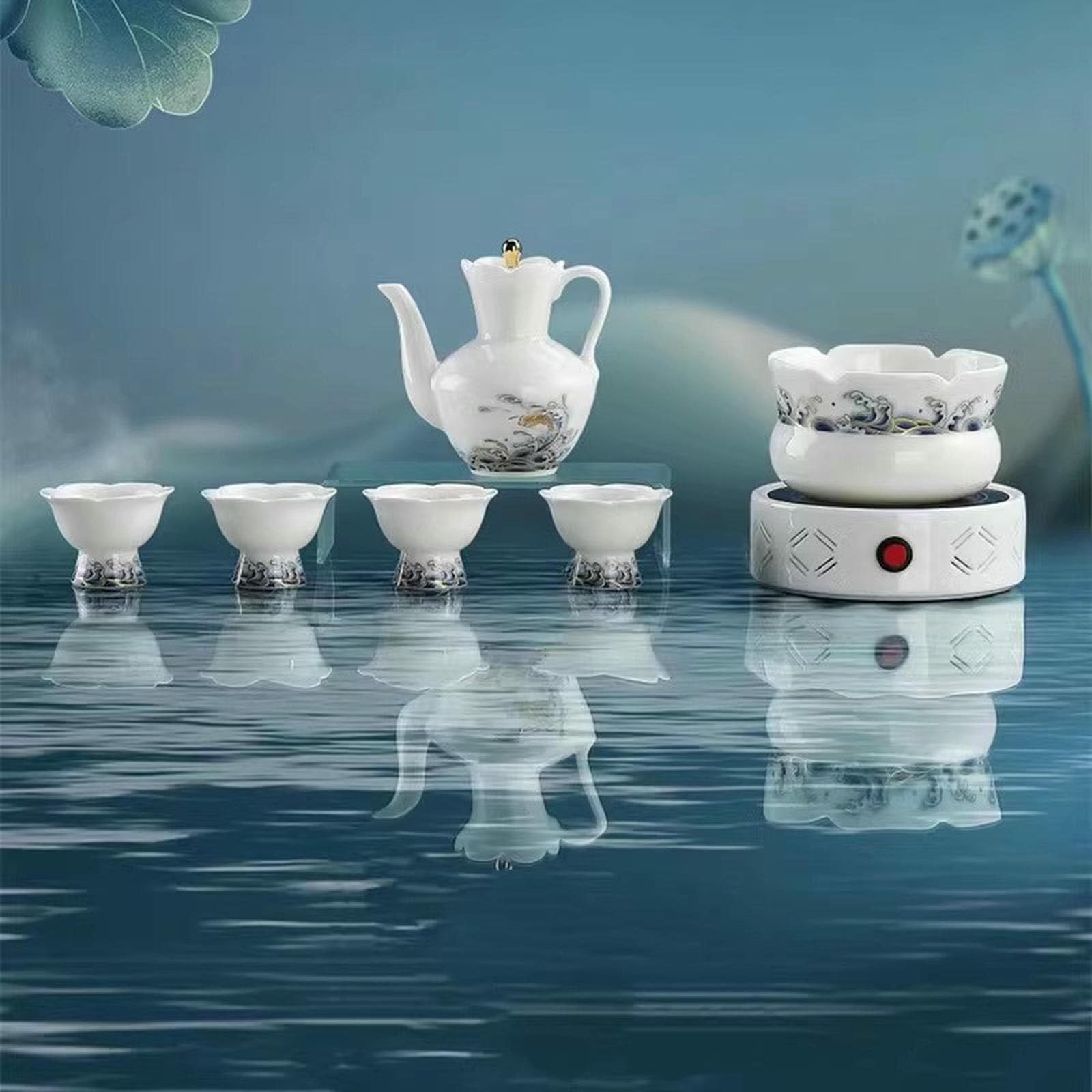 228 ml / 8 uncji chiński domowy owiec gruby jadeit ceramiczny podgrzewacz do wina - podgrzewacz do wina Wanjia
